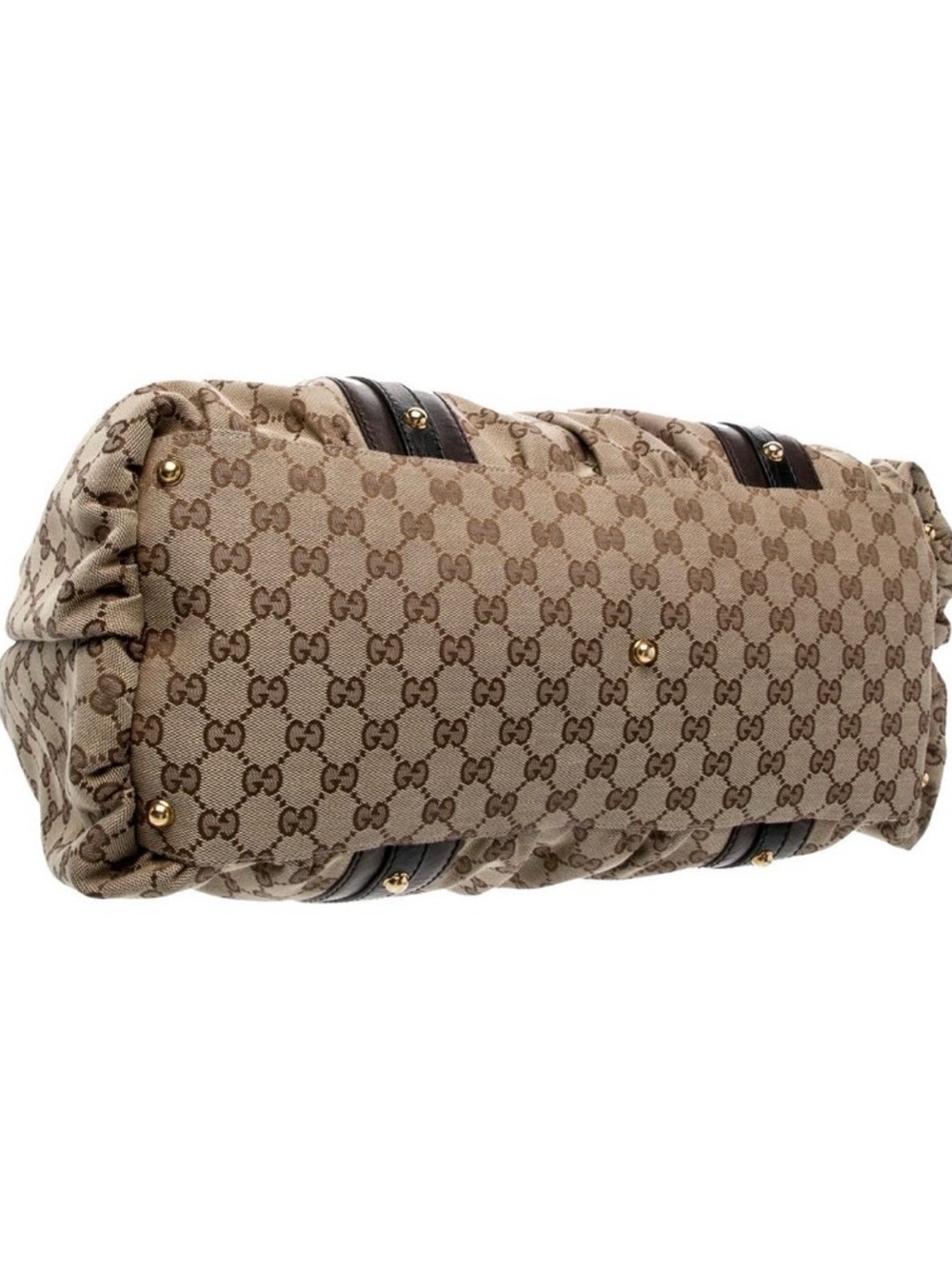 Gucci Beige GG Canvas Tote with Dark Brown Leather Trim - Picture 5 of 6
